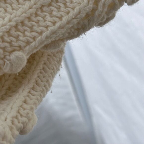 Vtg Dividends Sweater Sz L Ivory Crochet Mock Long Sleeve Cottagecore Grandma 90 - Picture 7 of 10